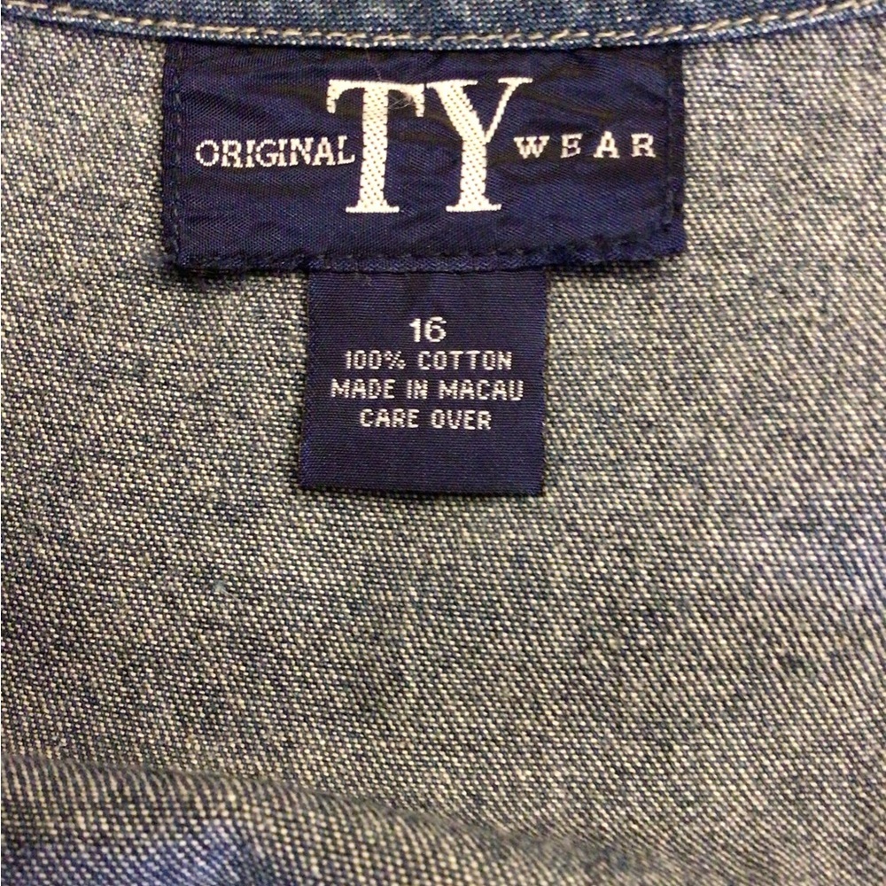 Vintage Original TY Wear Sleeveless Button A-Line Denim Maxi Dress Size 16 - Picture 7 of 7